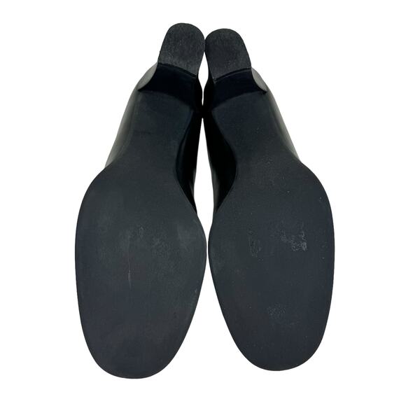 Franko Sarto Black Leather Nolan Tailored Heeled Slip On Loafers Y2K Size 8.5 - Picture 4 of 6